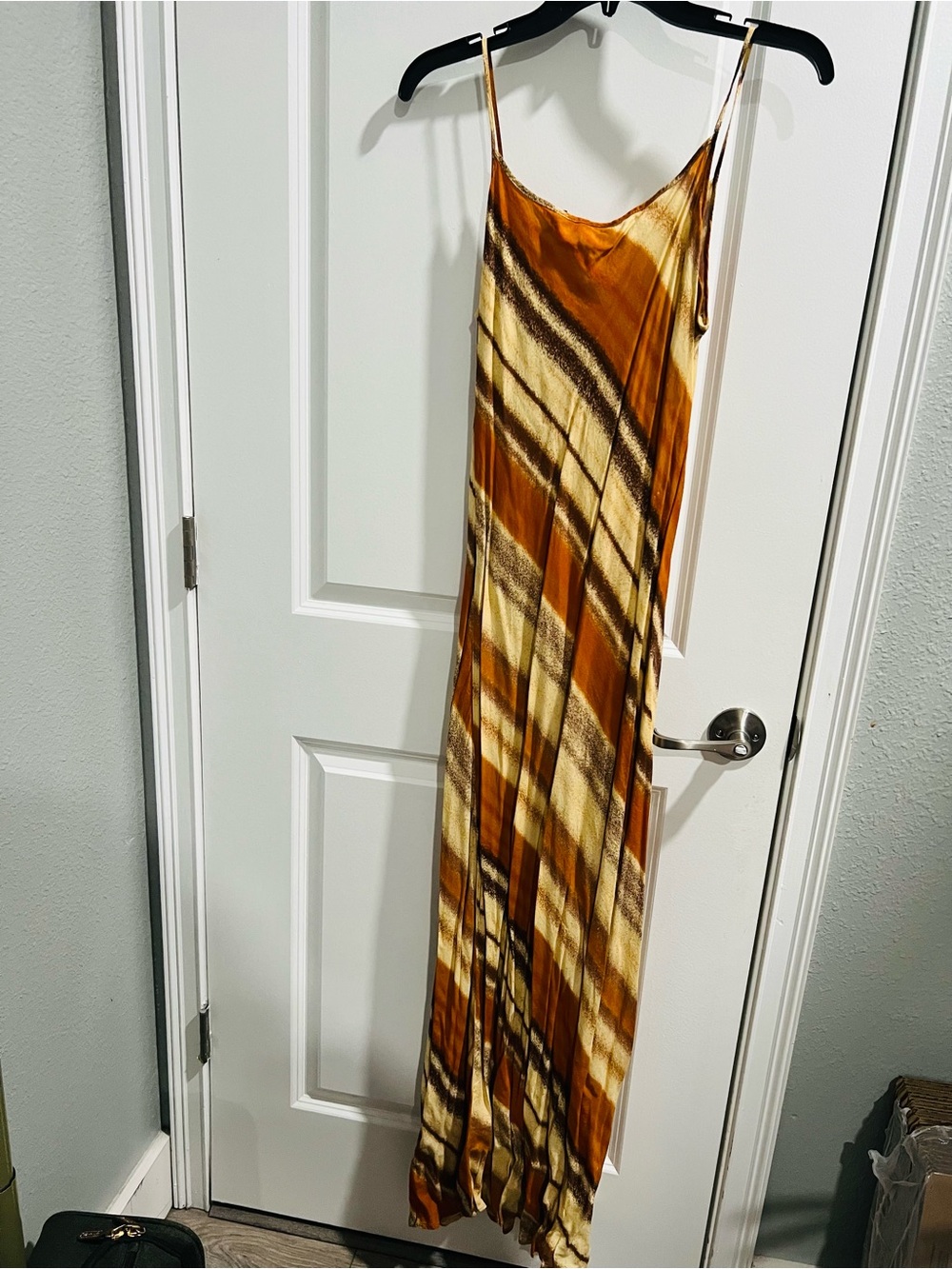 Newport News Gold and Brown Slip Maxi Dress